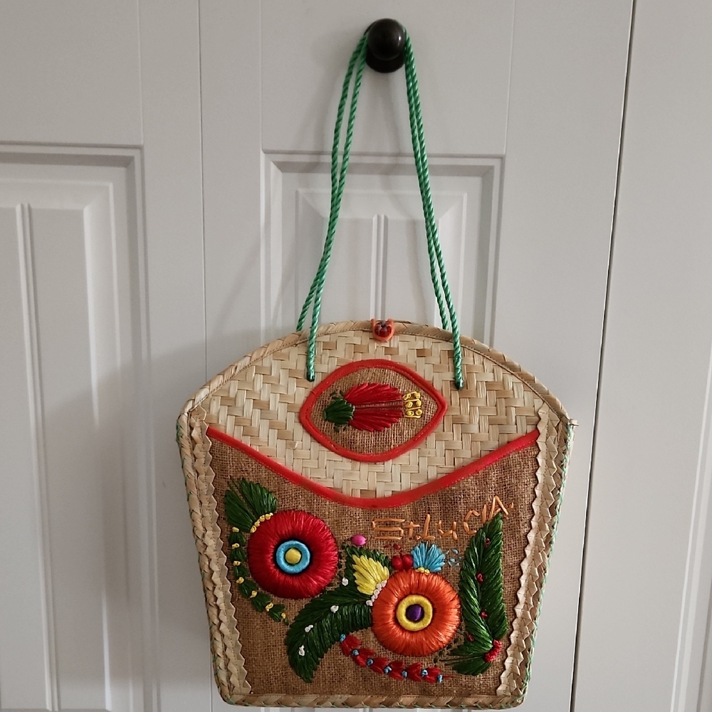 Embroidered Straw Tote Bag - Picture 3 of 11